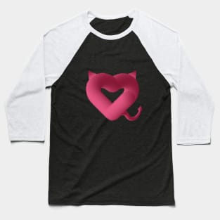 Pink furry heart with Devil's tail and horns Baseball T-Shirt